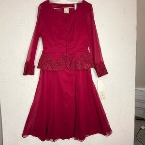 Watters and Watters Silk Dress Set Sz 12 Vintage Formal Gown Fusha Pink